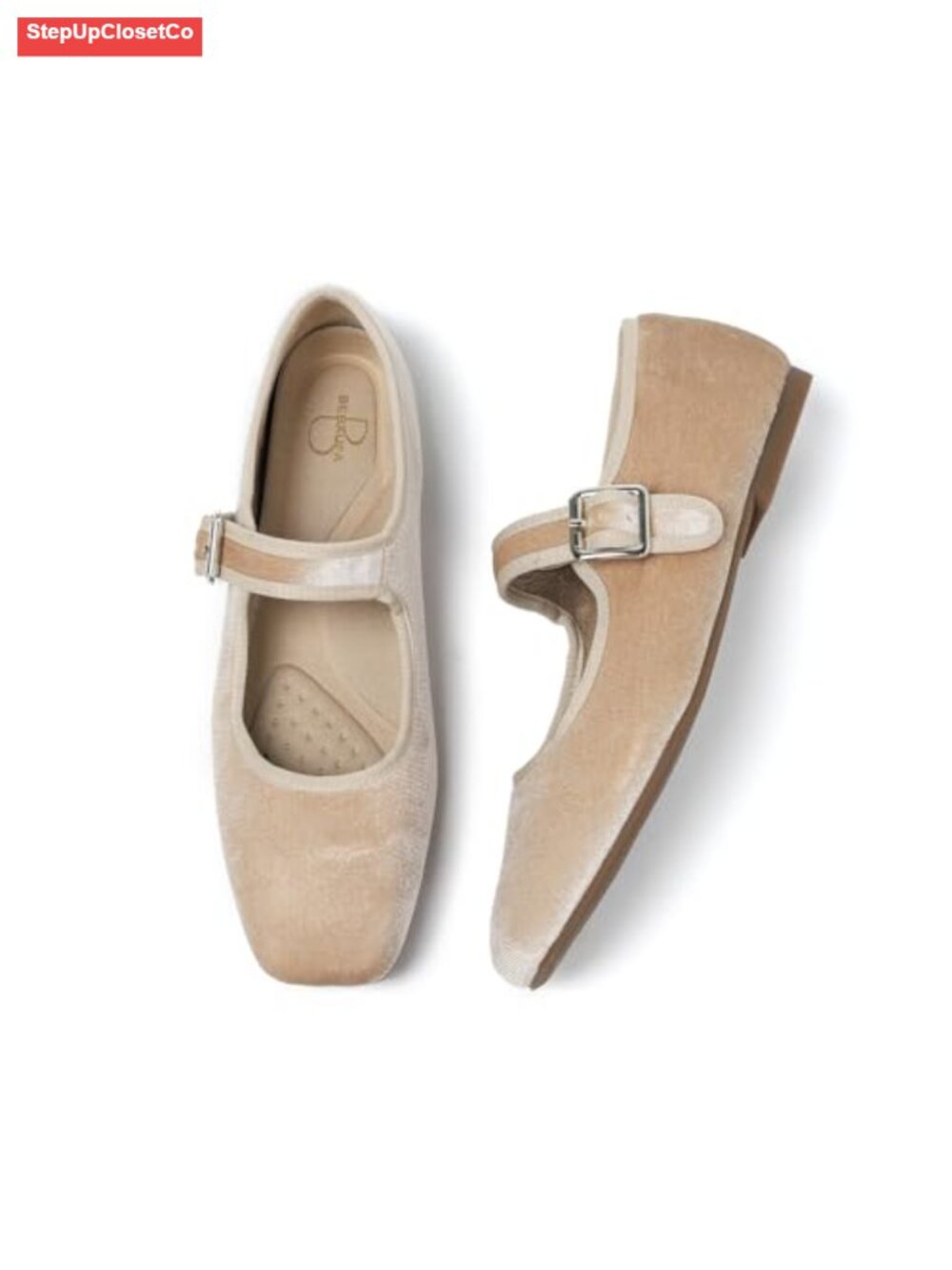 Women's Square Toe Ballet Mary Jane Flats Adjustable Strap Slip On Work Flats